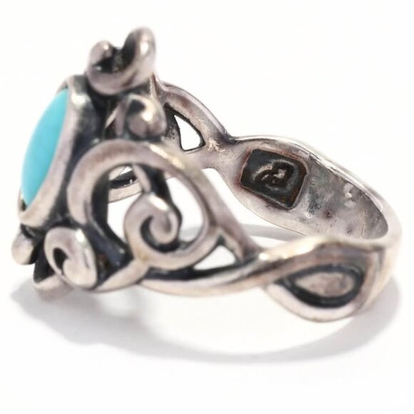 Carolyn Pollack Sterling Silver Turquoise Ring (size 7) - Picture 5 of 6